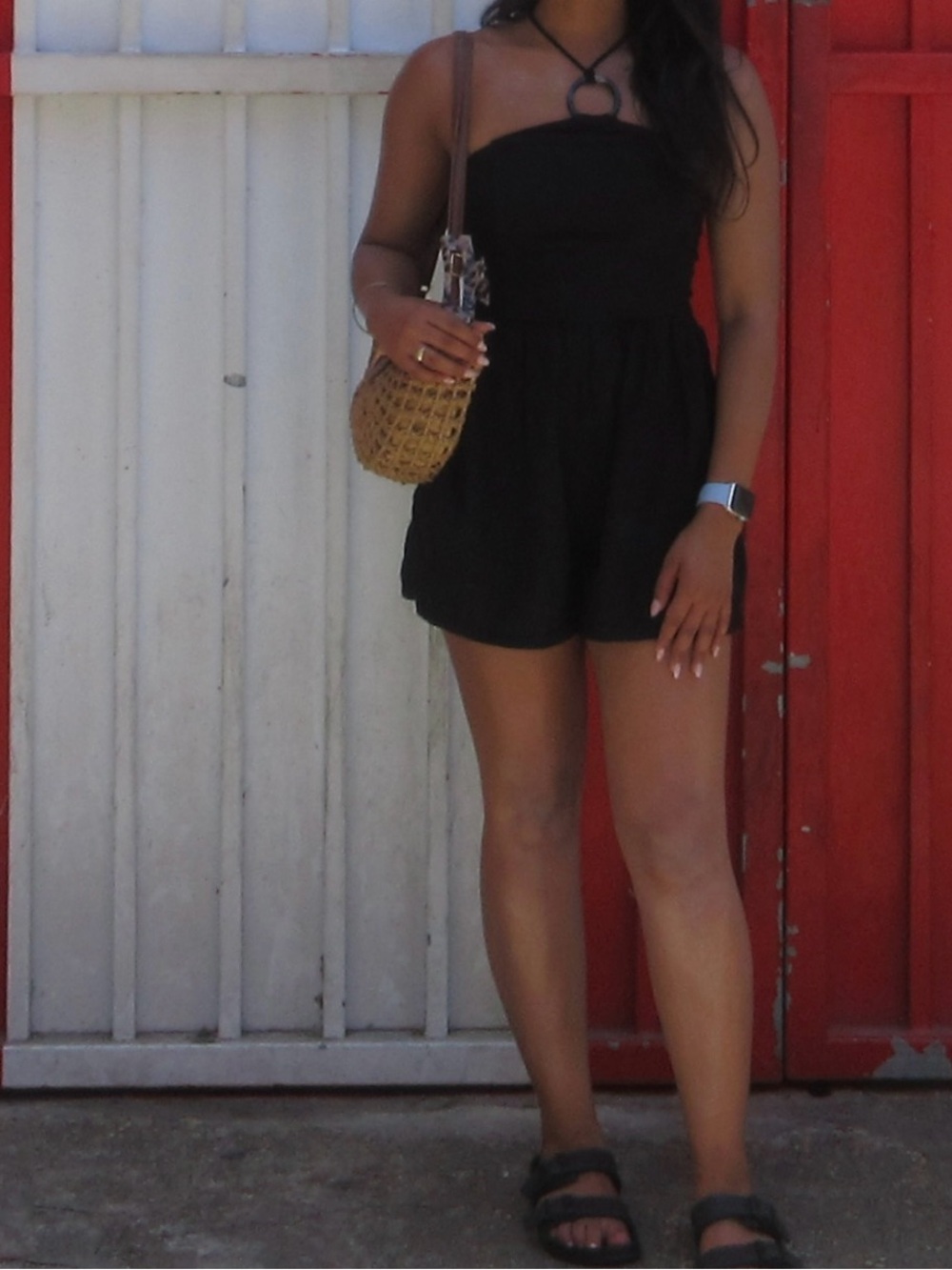 Minimalist Black Romper Photography Print - Chic Summer Style